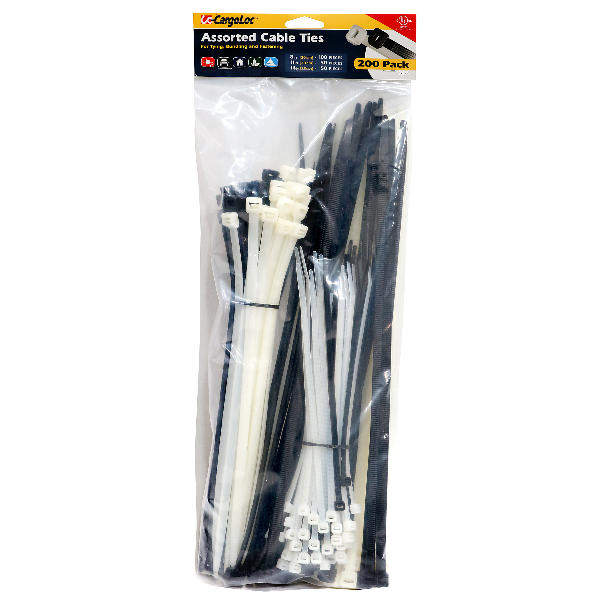 CargoLoc, 200pc Assorted Cable Ties, Model # 32599